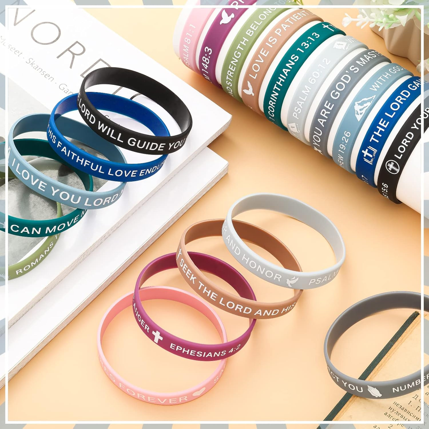 60 Pcs Silicone Bible Verse Bracelets – Inspirational Christian Wristbands