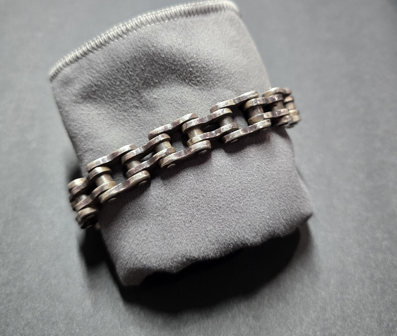 106 Gram 925 Sterling Silver Bike Chain Bracelet 9.5 Inches In Length