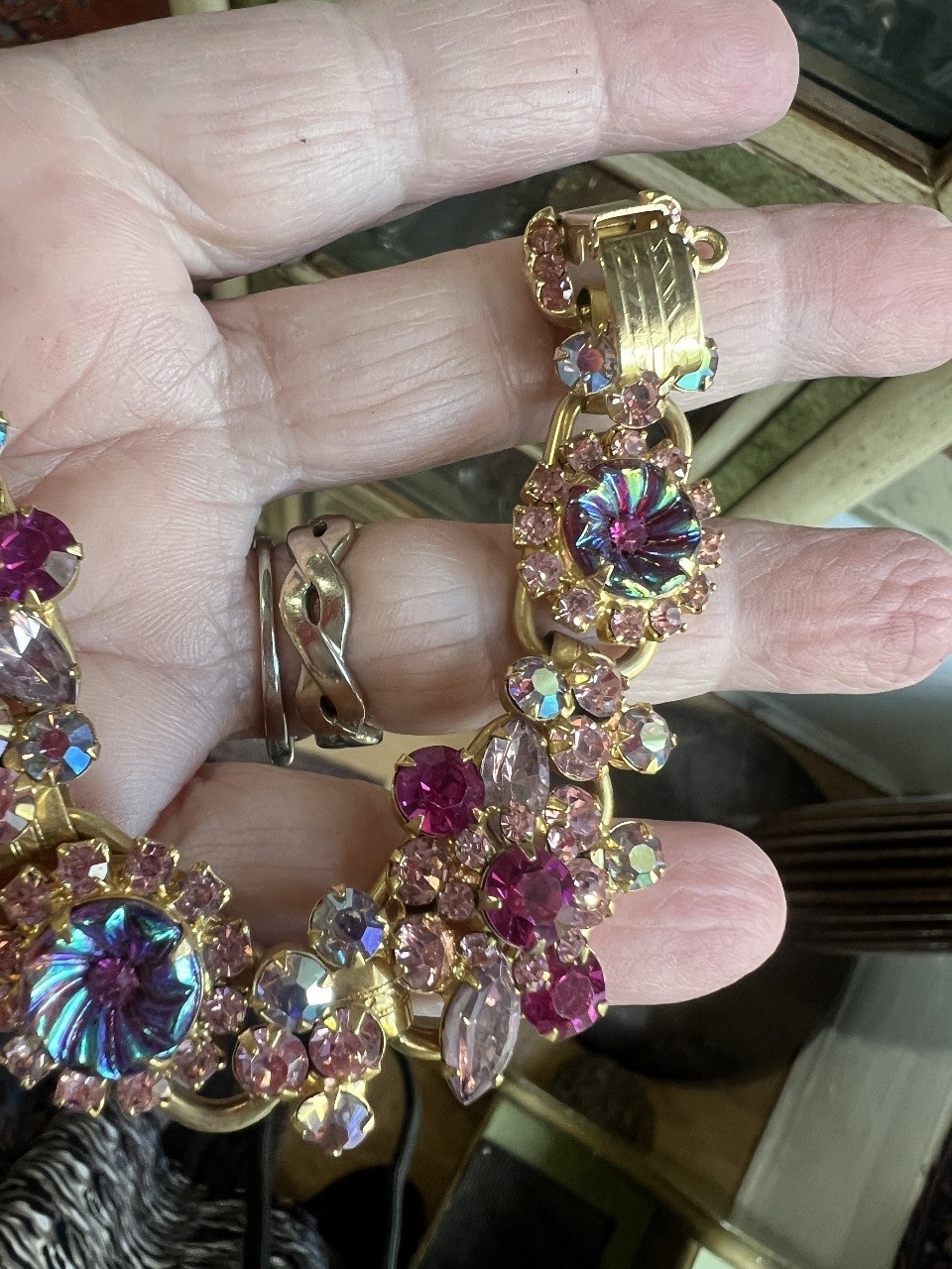 Rare Vintage Juliana D&E Heliotrope Margarita Pink RS Bracelet Earring Set 7.5″