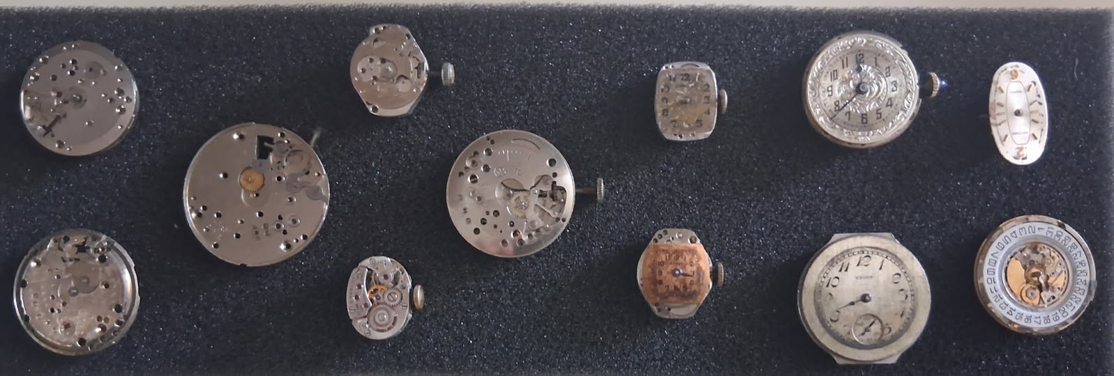 12 Antique Watch Lot Movement Swiss for Parts 19 Jewels Elgin, Waltham & Others