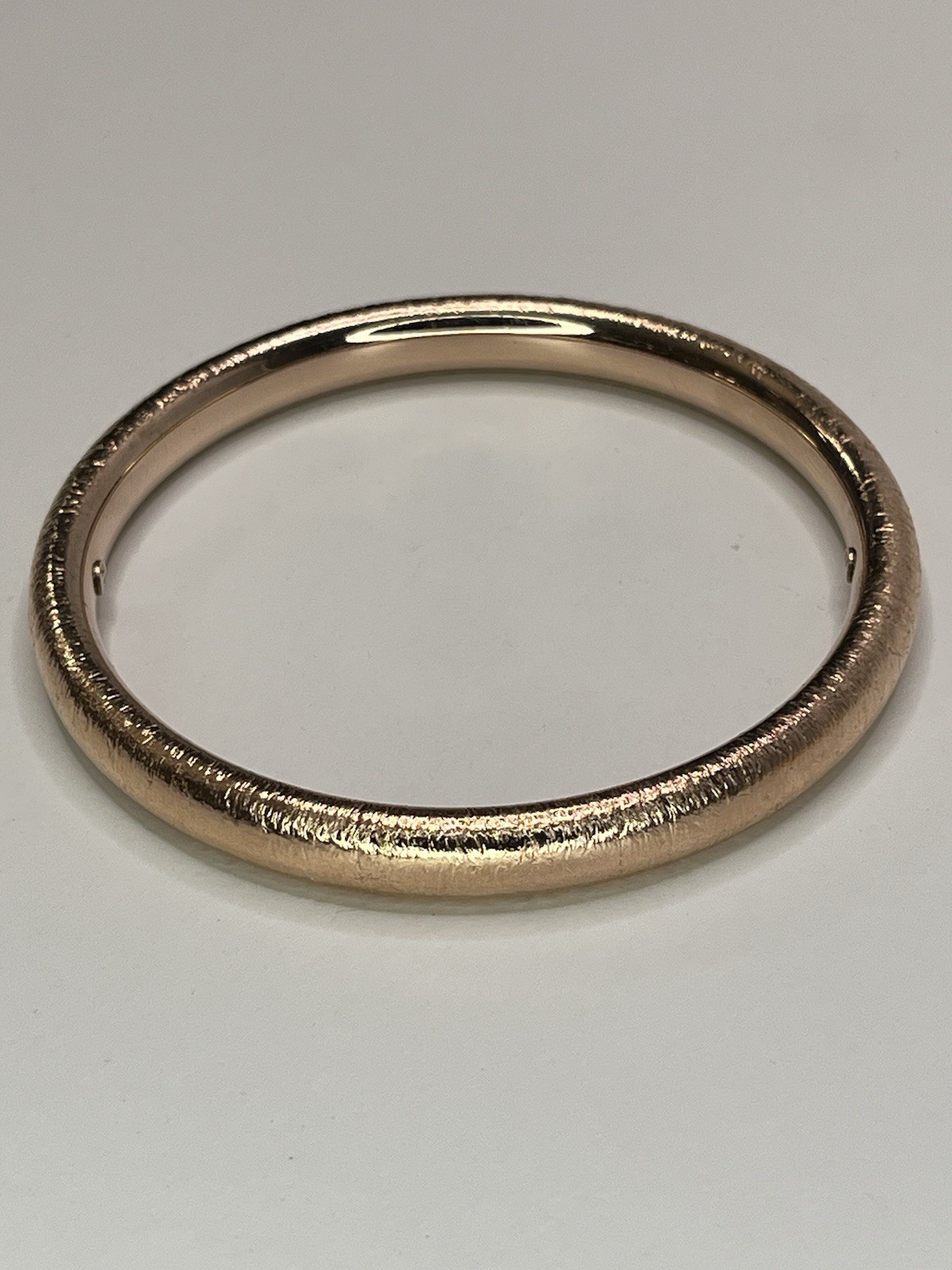 One Milor Italy 14K Rose Gold Over Resin Textured Bangle Bracelet 8”