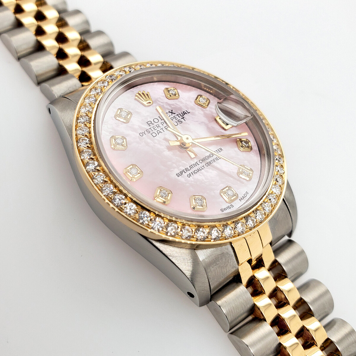 Rolex Datejust 2-Tone Gold/Steel 31mm Watch w/Custom Diamond Bezel/ Pink MOP