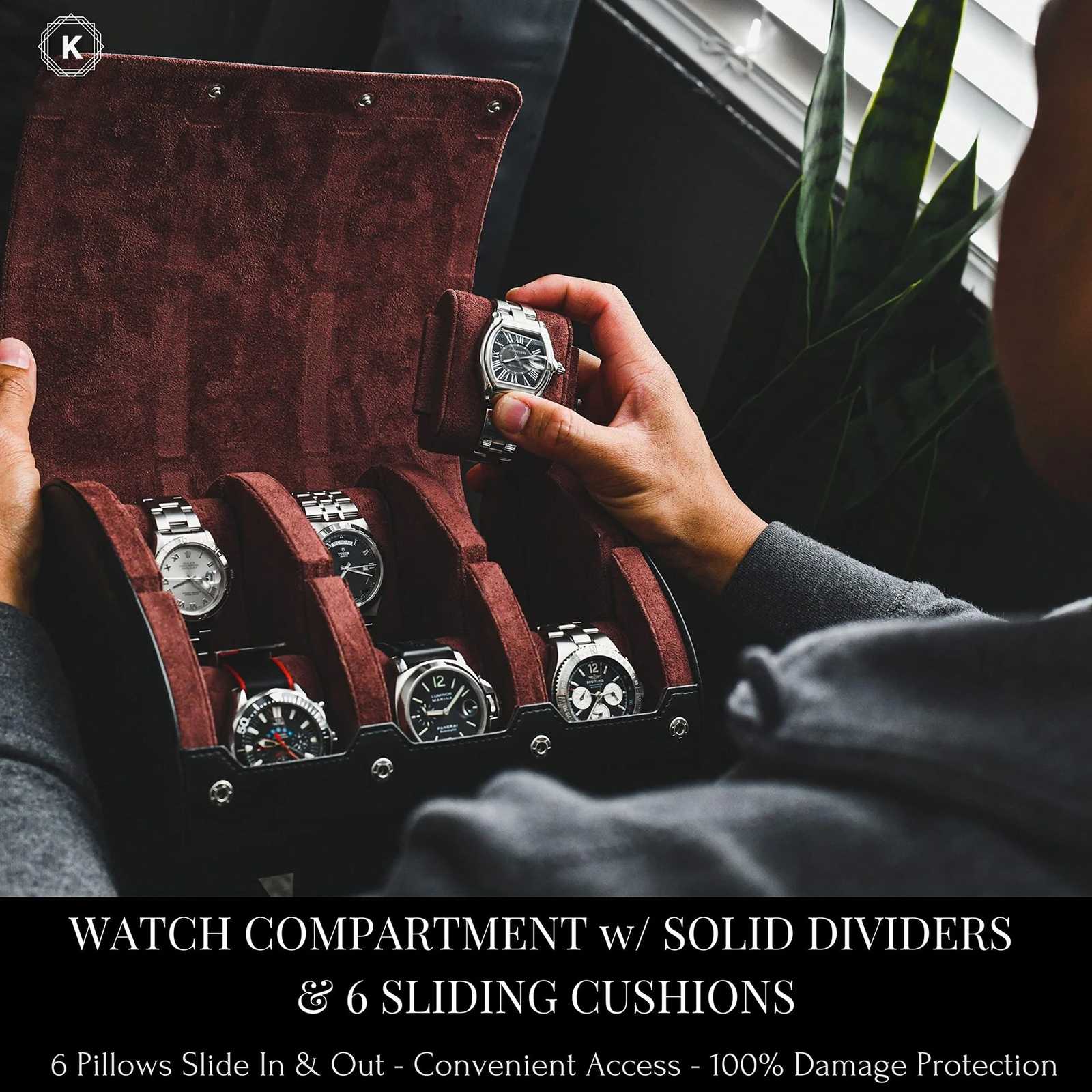 Luxury PU Leather Watch Travel Case 3/6 Slot – Sliding Cushions, Gift-Ready