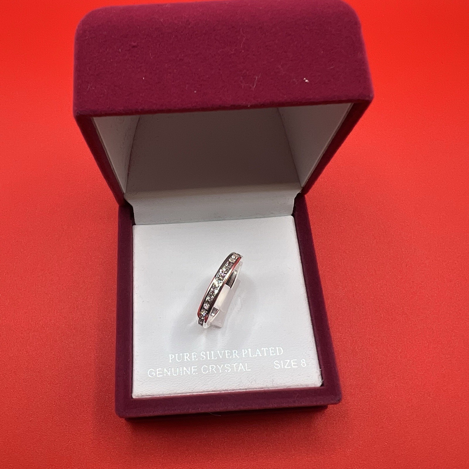 Sparkle Allure Pure Silver Plated Genuine Crystal Size 8 Fashion New