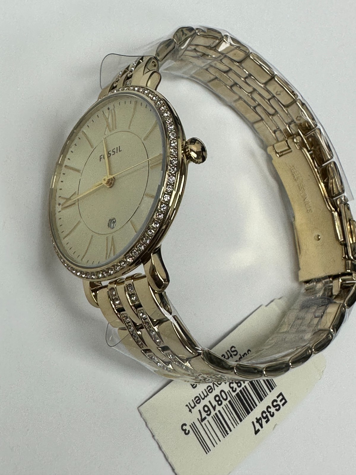 Fossil ES3547 Jacqueline Gold Tone Crystallized Ladies Quartz Watch WARRANTY