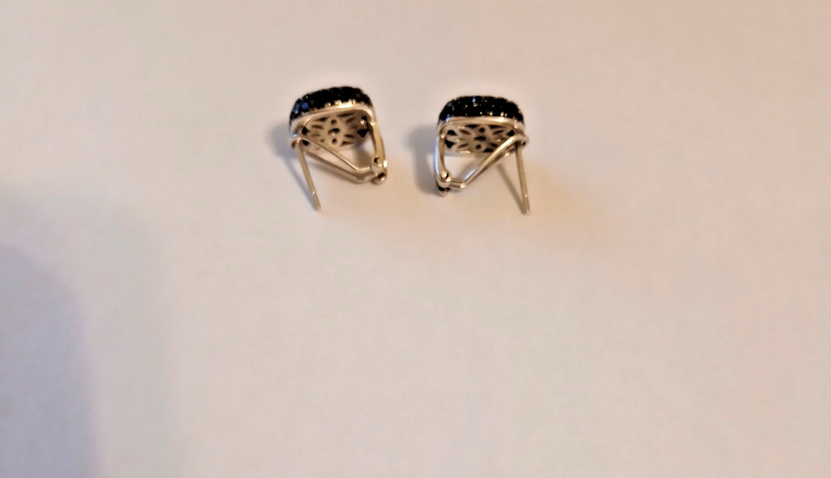 3.25CTW ROUND BLACK SPINEL RHODIUM OVER STERLING SILVER DROP EARRINGS