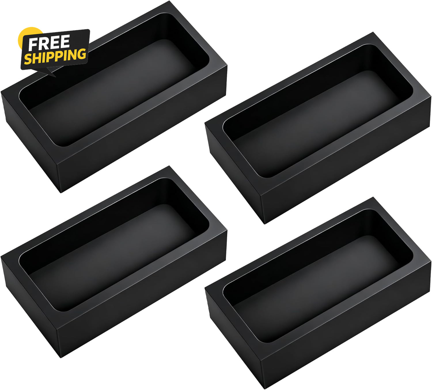 4 Pcs 1Kg High-Purity Graphite Ingot Molds for Casting Gold Silver Aluminum