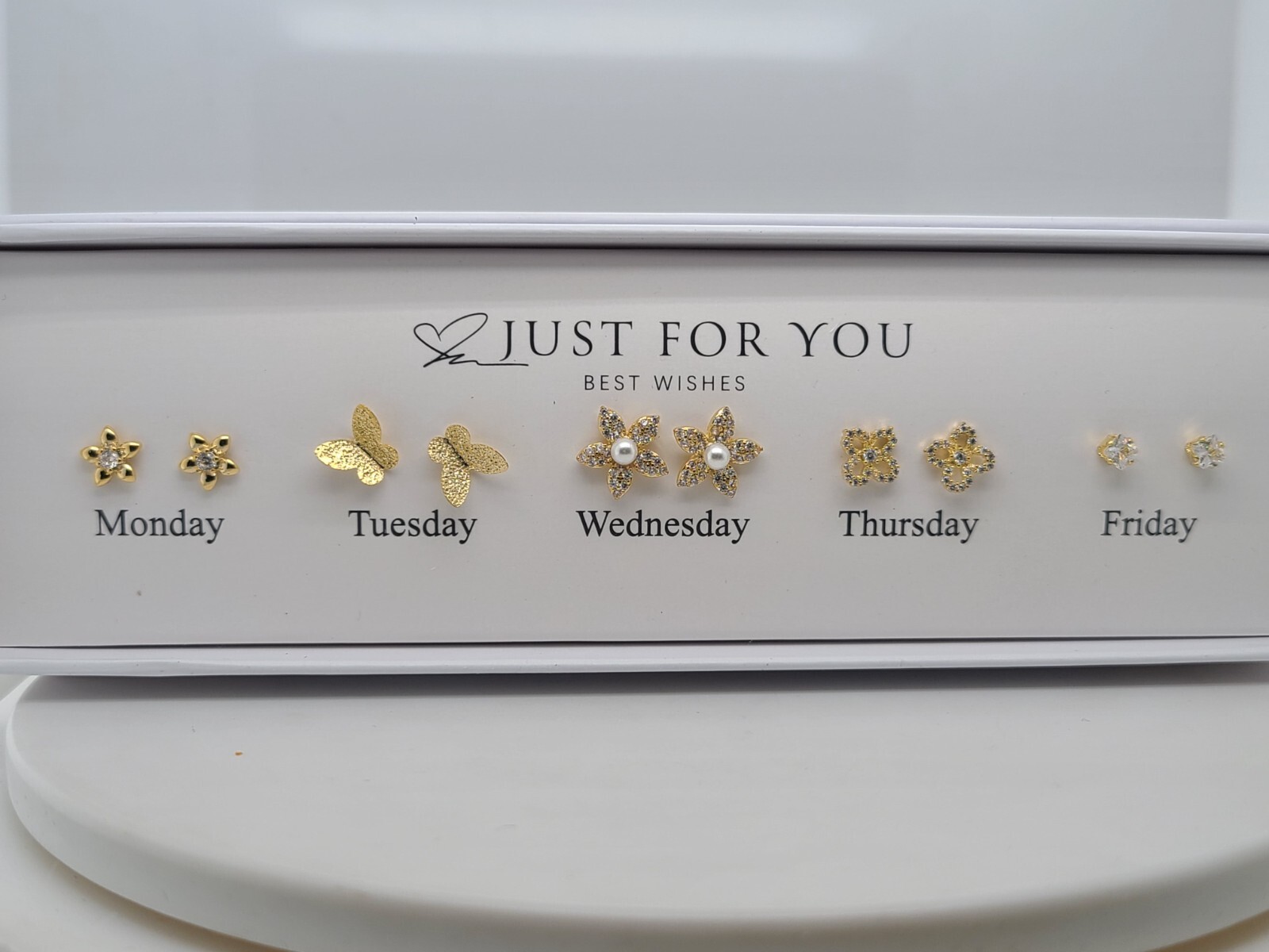 Just For You Best Wishes Gold-tone CZ Stud 10mm Earrings Set
