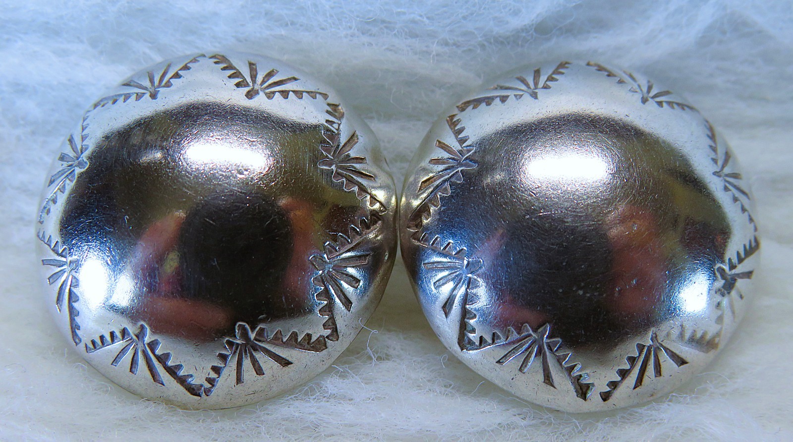 Navajo 22.5mm half Ball Bead concha sterling earrings
