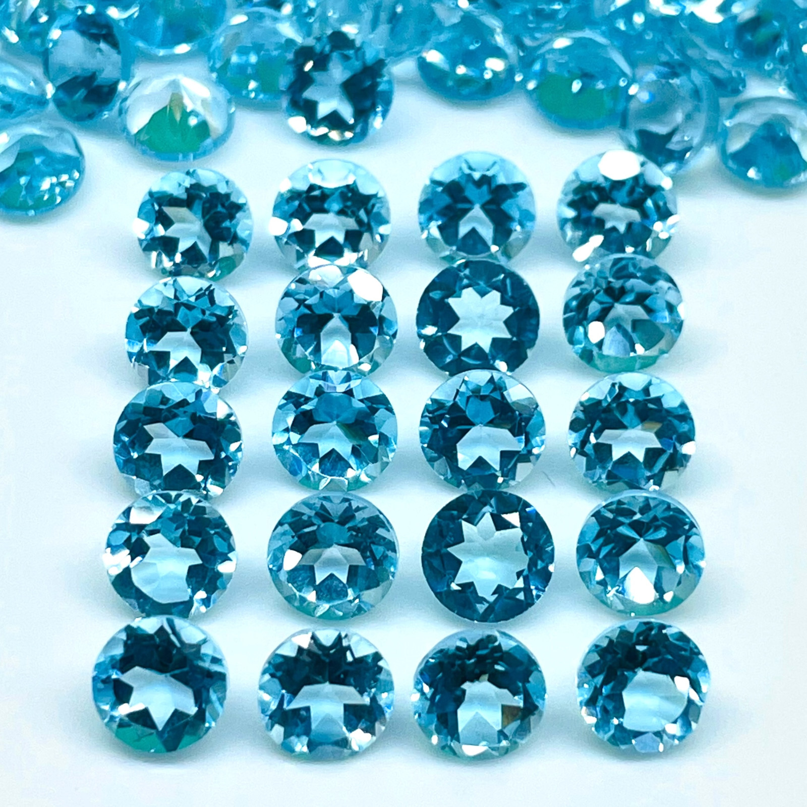VVS 10 Pcs Natural Sky Blue Topaz 6mm Round Cut Top Quality Loose Gemstones Lot