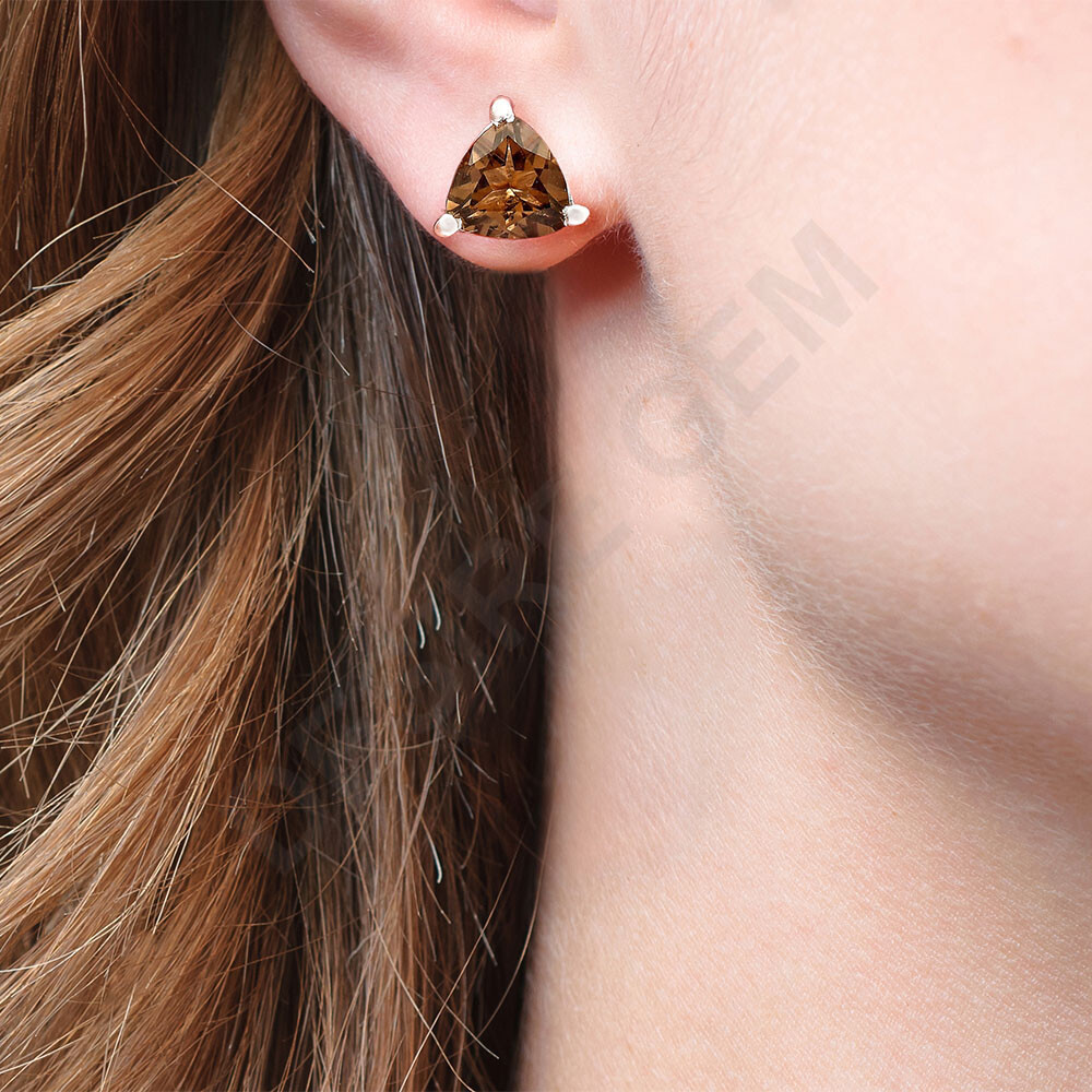 Natural Multi Stones Trillion Shape 925 Silver Stud Earrings DGE1071 E-1017