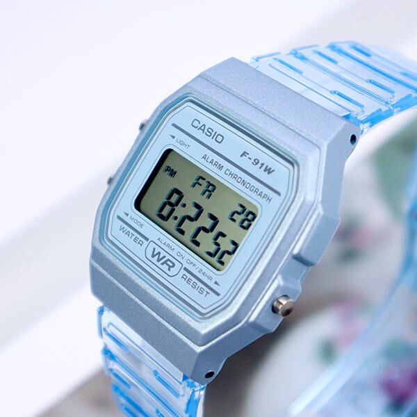 CASIO Unisex Vintage Retro Watch Original New F-91WS-2D Blue Resin Strap