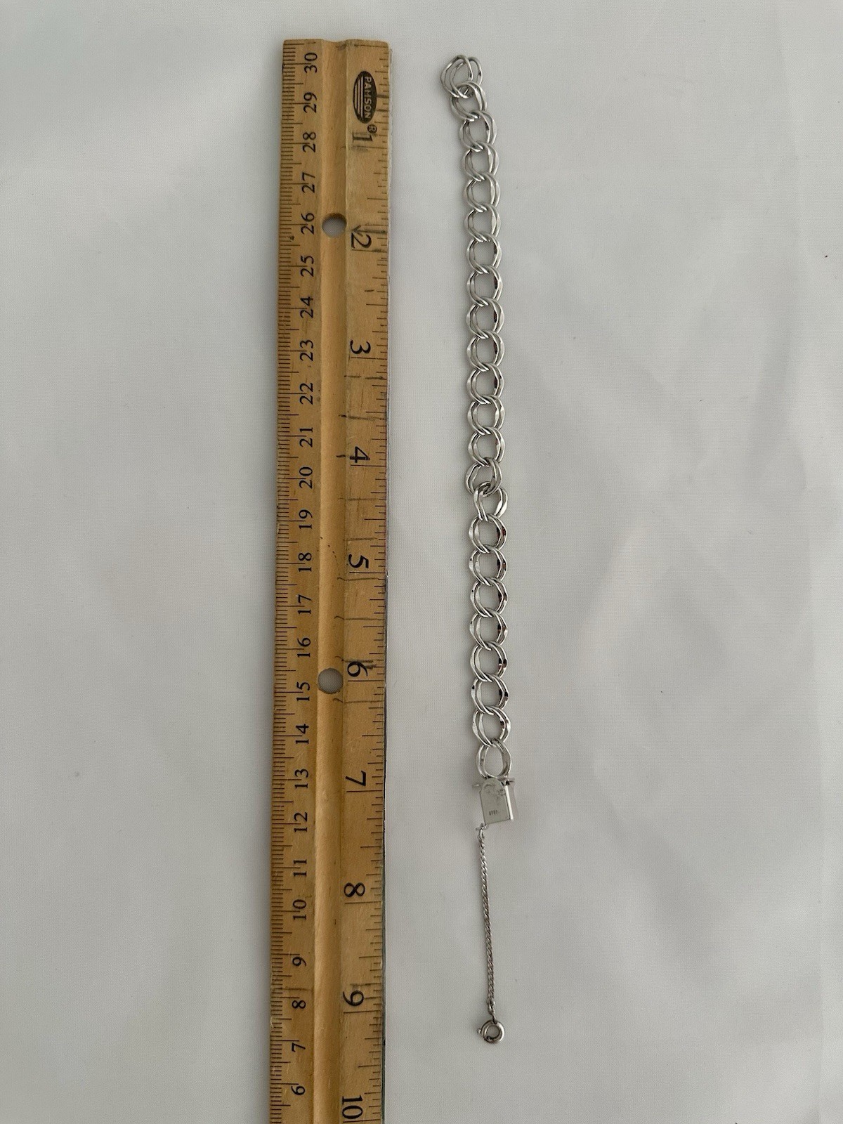 Sterling Silver Double Link Bracelet 11.3g 7.5” Safety Chain Marked STERLING