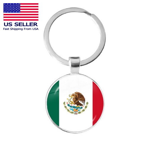 The Flag of Mexico Mexican Glass Cabochon Jewelry Keychain Key Chain Ring Gift