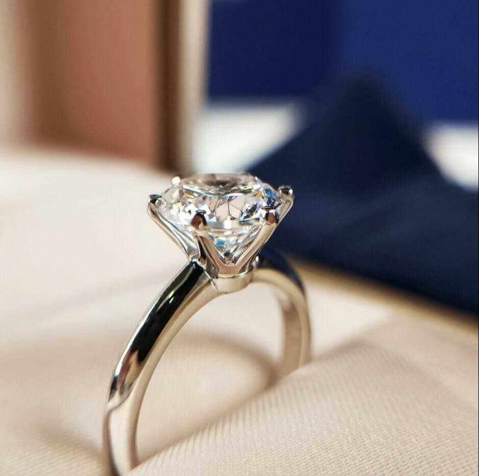 925 Sterling Silver 2CT Carbon Gem Wedding Engagement Ring R168 High Quality