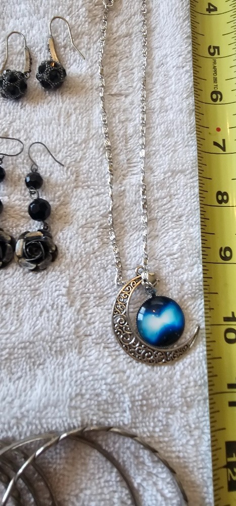 LOT Bundle of Goth Gothic Emo Fashion Jewelry Bat Cat Snake Black Roses Mystical