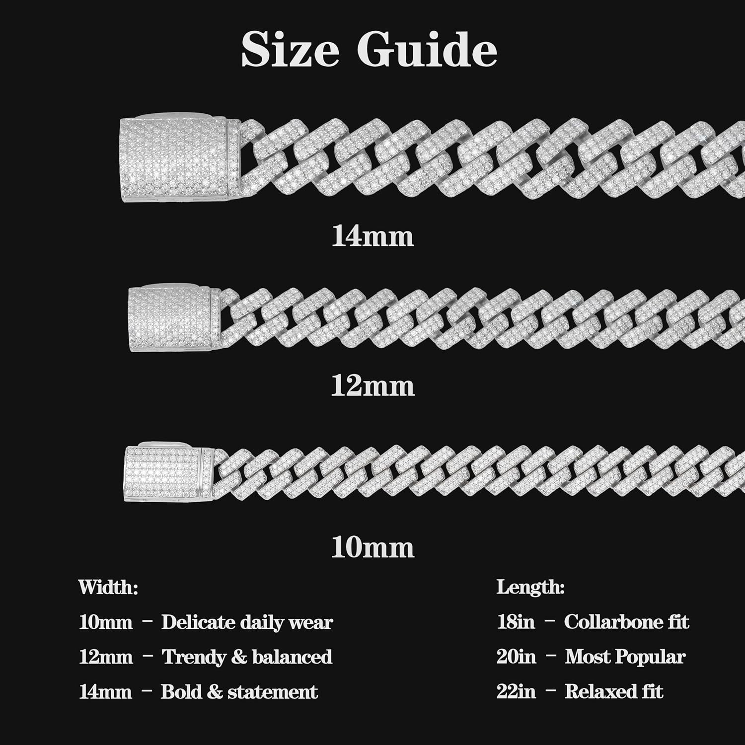 Heavy Fully Iced Moissanite Cuban Link Chain for Men Women, 10MM-22MM Miami Cuba