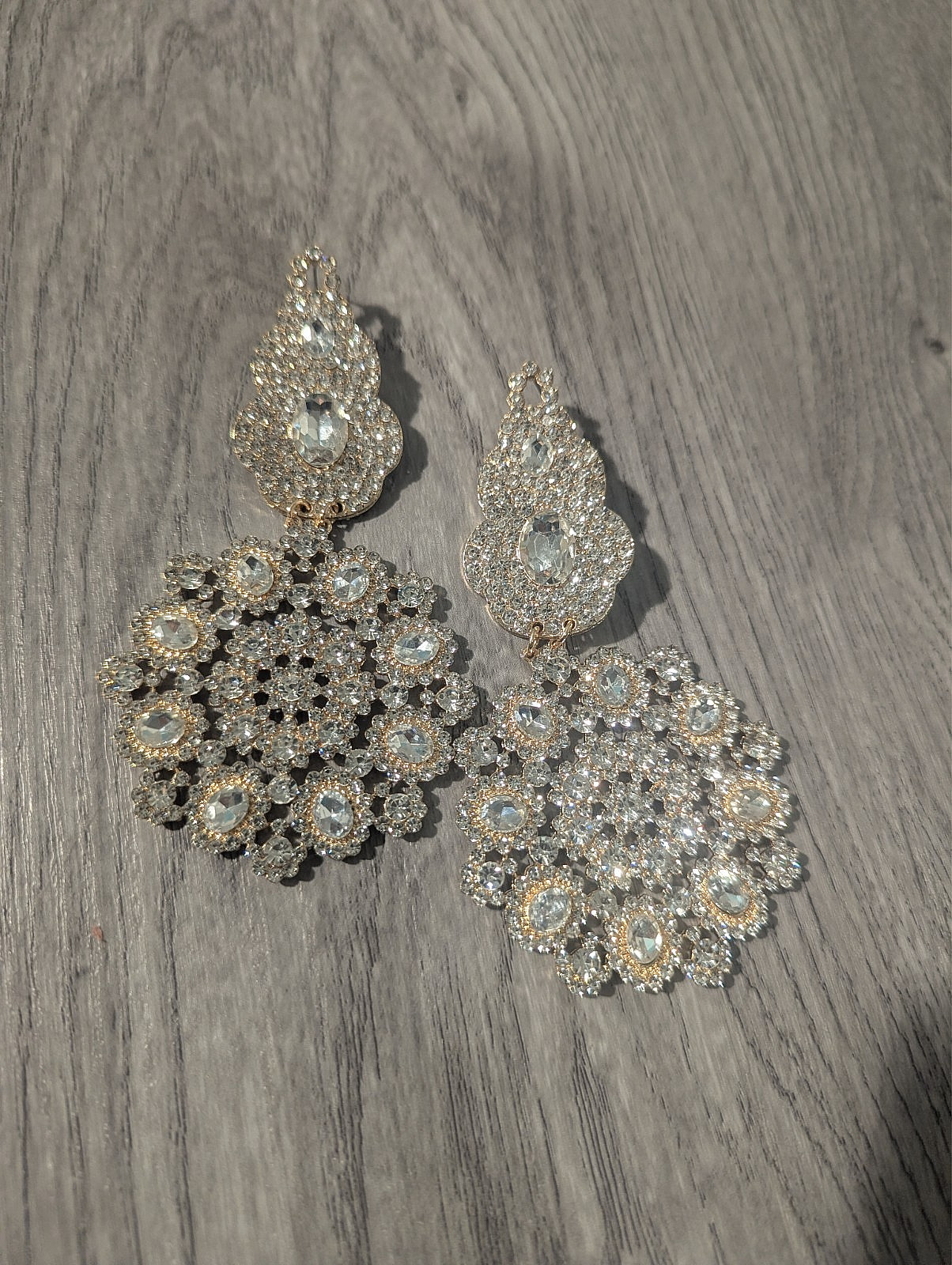 Oversized Rhinestone Crystal Chandelier Earrings Clear 4.5 inch Dangle Pageant
