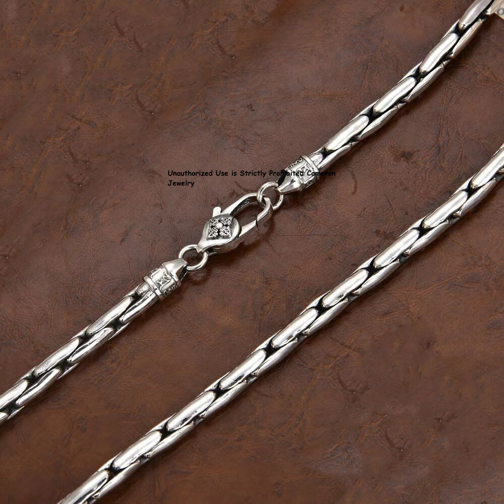 Real S925 Sterling Silver Chain 5mm Bamboo Snake Link Necklace 20-26inch L