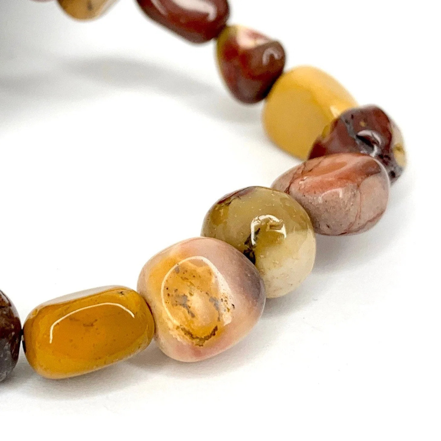 Mookaite Jasper Tumbled Bead Stretch Bracelet