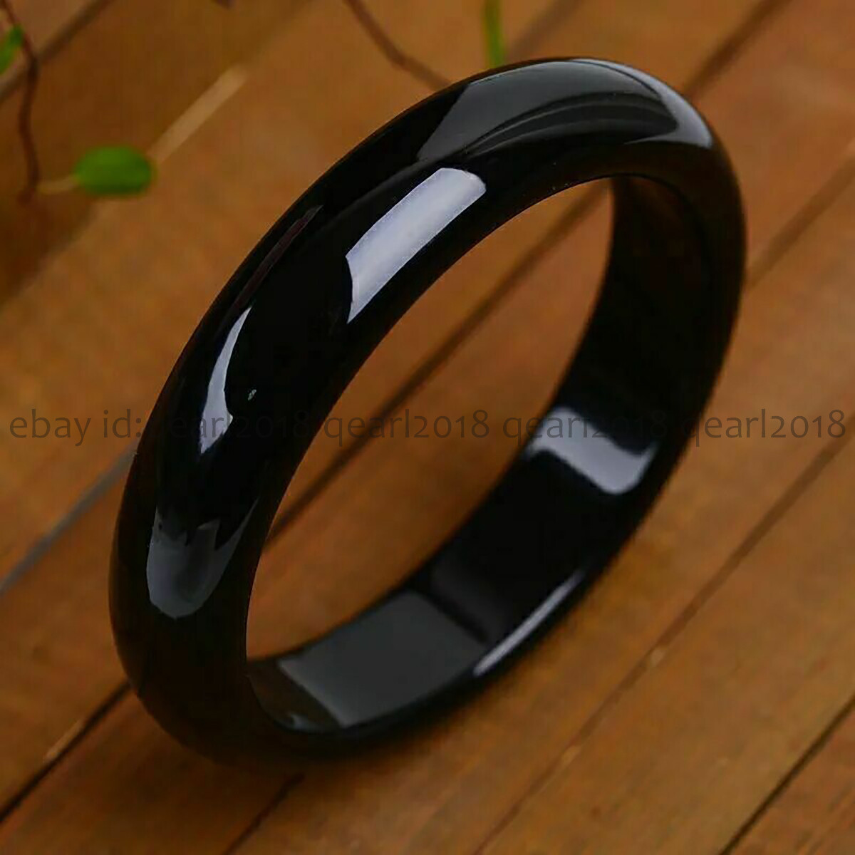 Natural Black Agate Gemstone Traditional Bangle Bracelet 56-64mm Women Jewelry