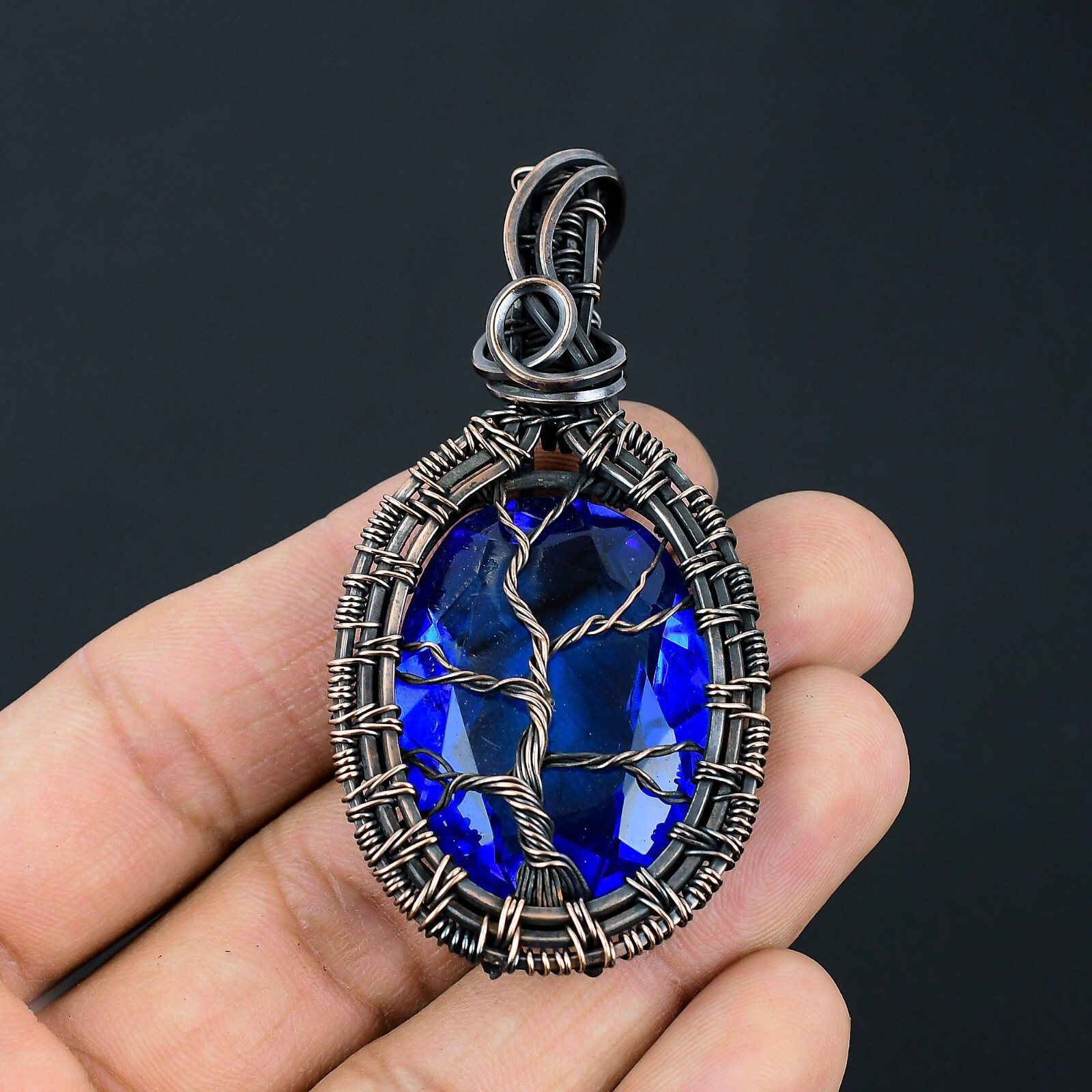 Tanzanite Handmade Gemstone Beautiful Tree Of Life Copper Wire Wrapped Pendant