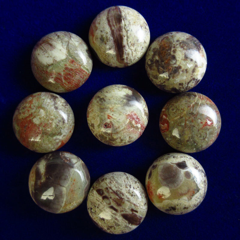 9Pcs 16x6mm Blossom Agate Round Cab Cabochon B69725
