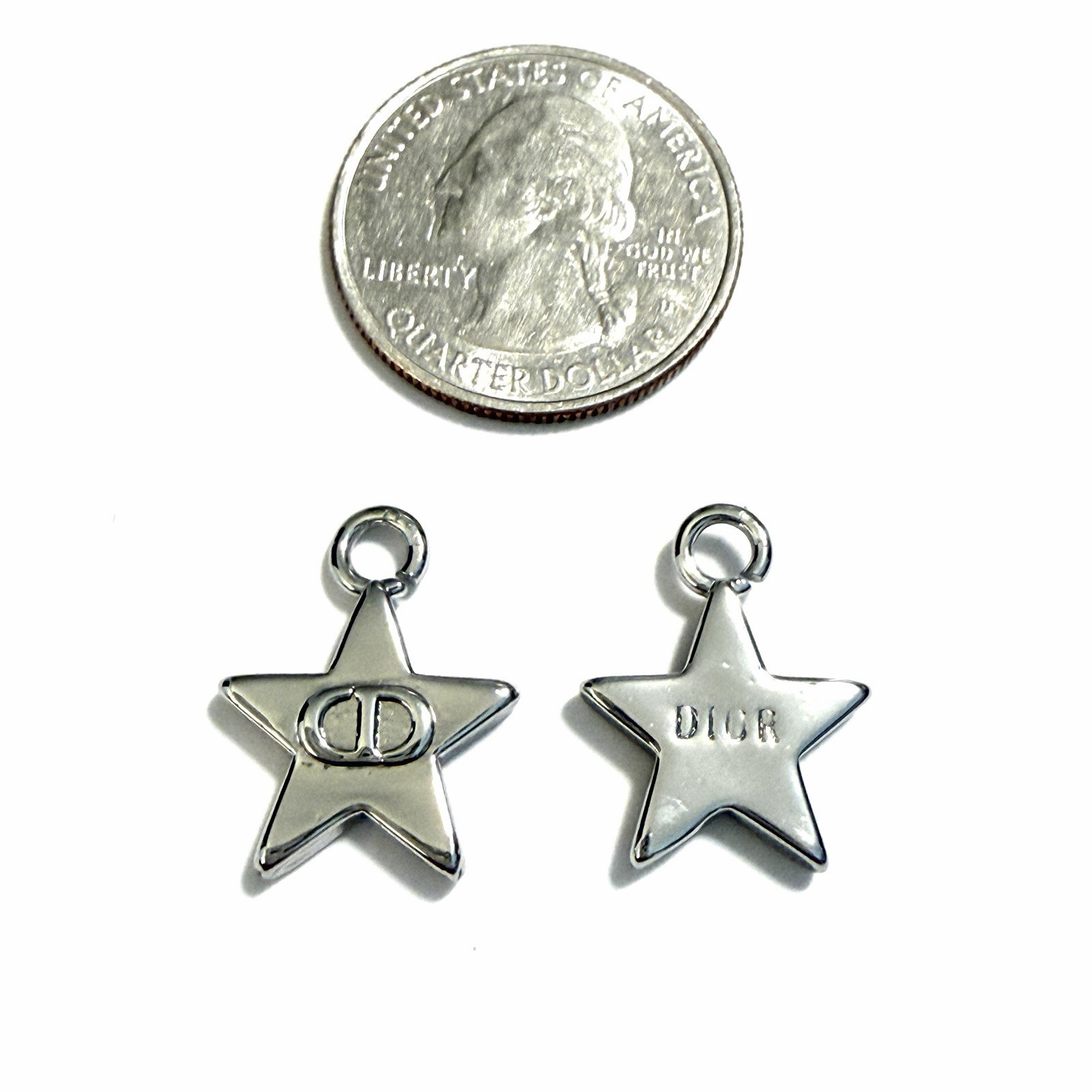 Dior Zipper Pull Charms Silver Tone Star Pendants Qty 2