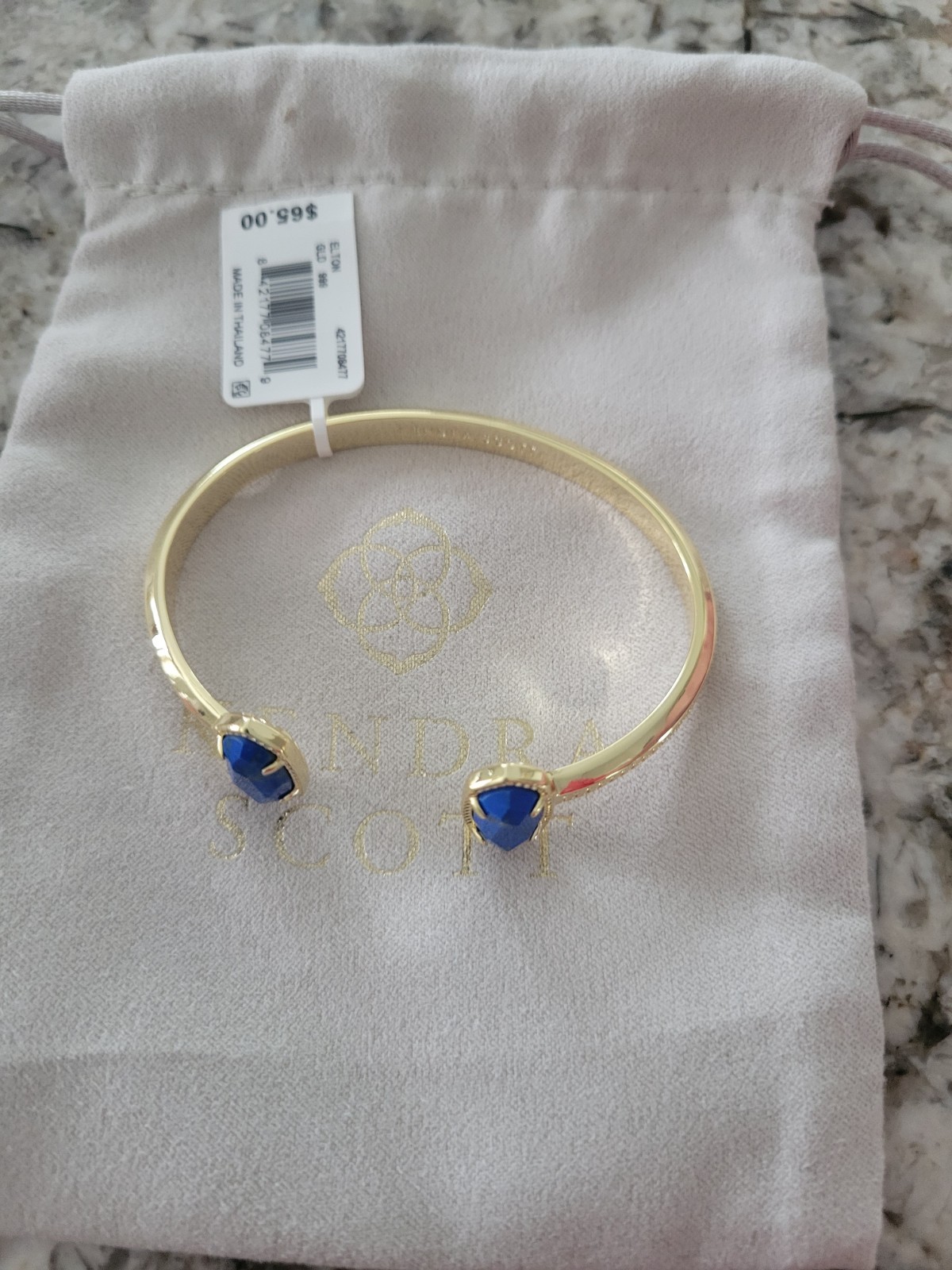 Kendra Scott Elton Cuff Bracelet Gold Cobalt Howlite NWT $85 KS Pouch