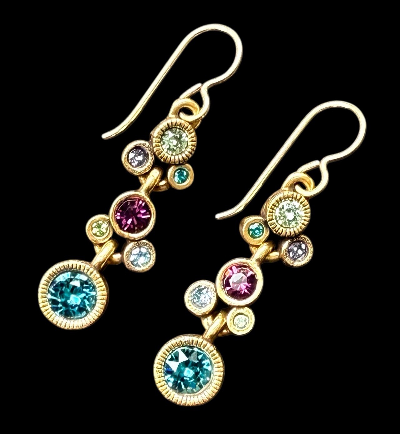NEW Patricia Locke Gold / Waterlily DEBUTANTE Crystal EARRINGS USA HANDMADE NWT