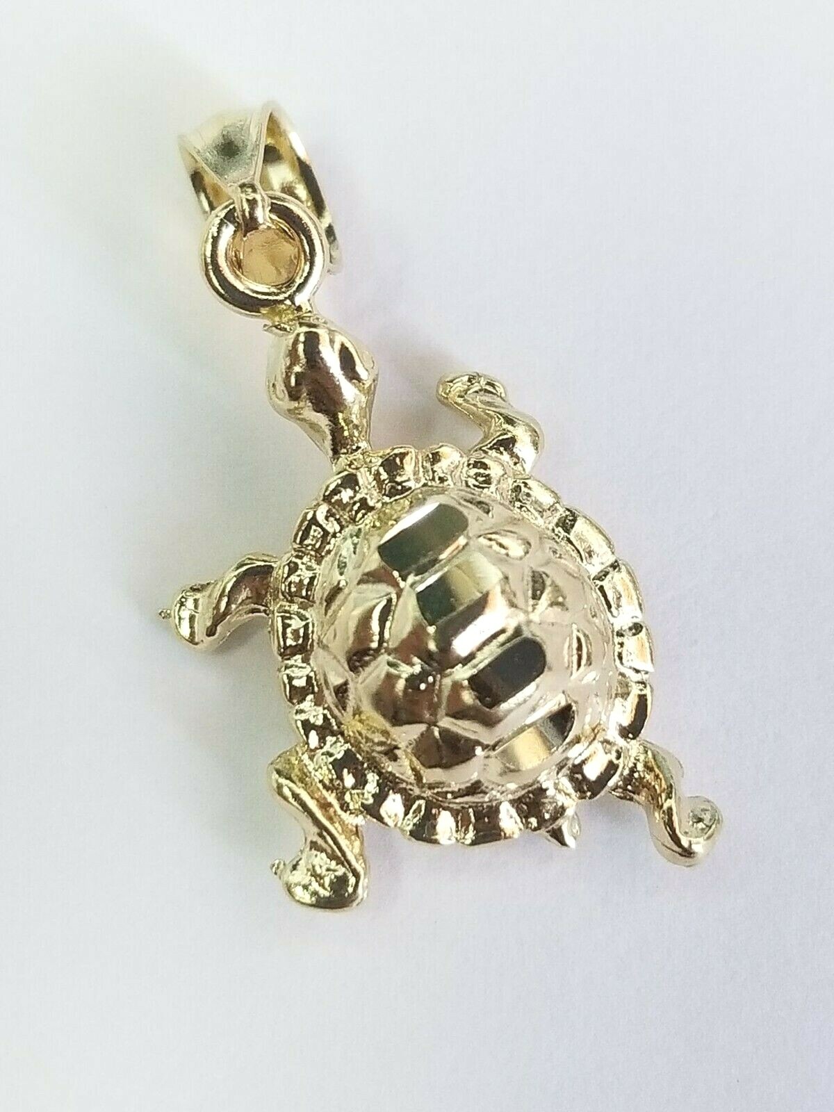 1OK Gold Charm Pendant Turtle Walking Ocean Life Small Tiny Vacation WomenMen 3D