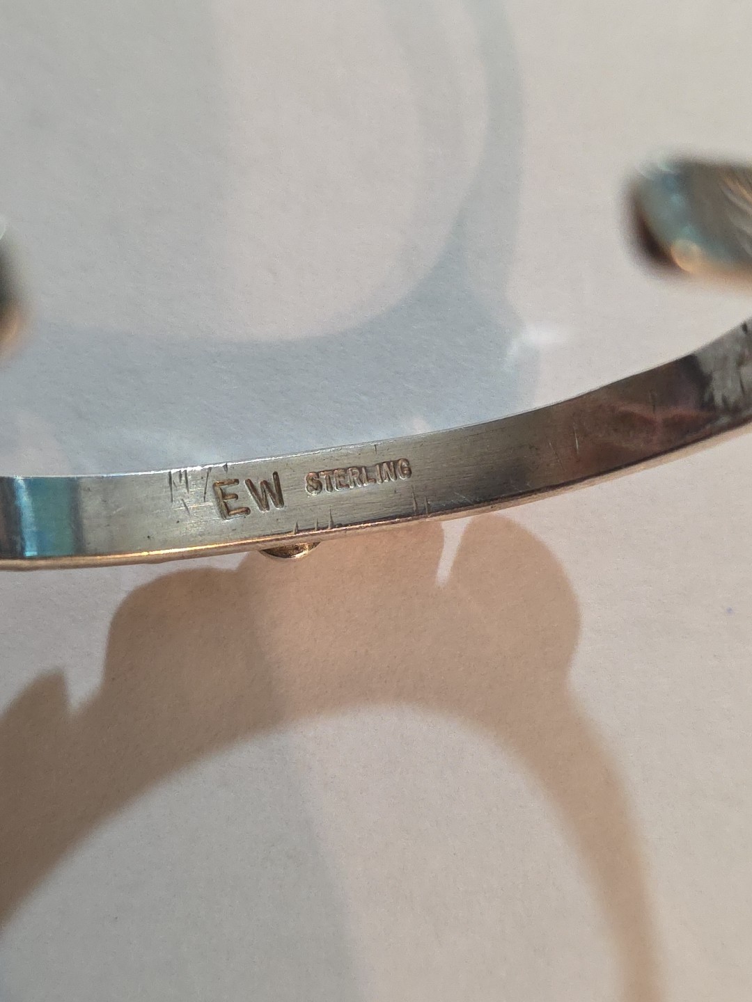 N.A. Navajo Baby Cuff Bracelet Silver And Coral 4.5″ Stamped. Signed EW