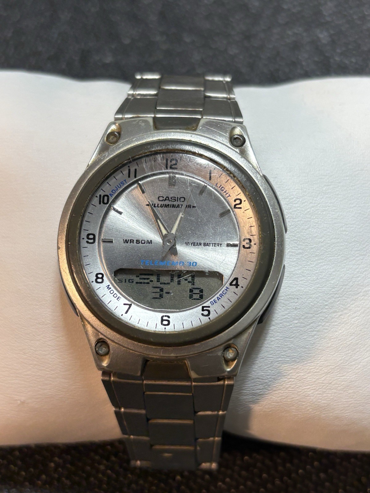Casio Illuminator 2747 AW-80 World Time Telememo 30 Ana-Digi Watch Runs,#2