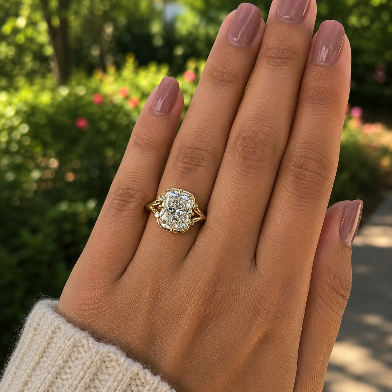 4.00 Ct Cushion Cut Diamond Wedding Ring 14K Yellow Gold Size 7
