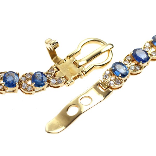 K18YG sapphire diamond bracelet 9.37ct D1.10ct – Auth free shipping from Japan-