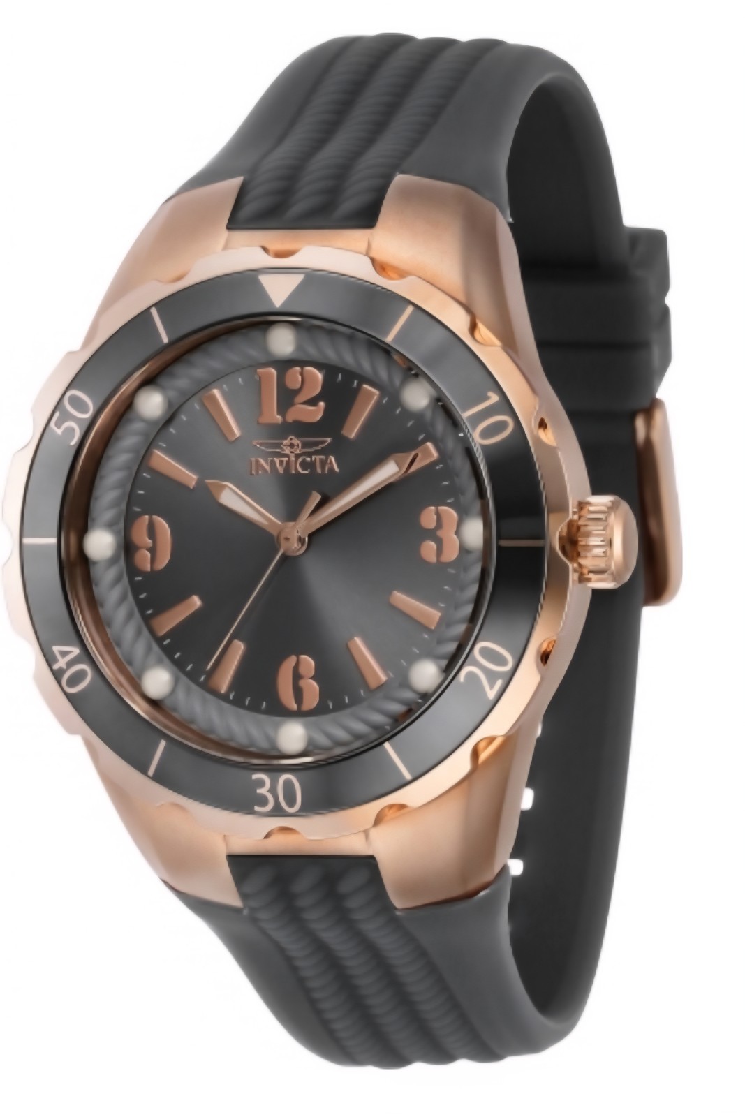 Invicta Women’s Watch Angle Quartz Charcoal Dial Silicone Rubber Strap 40310 NIB