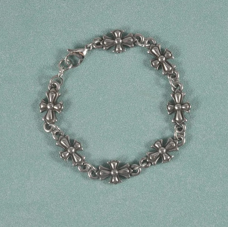 Gothic Punk Cross Chain Bracelet for Men & Women Retro Trend Jewelry