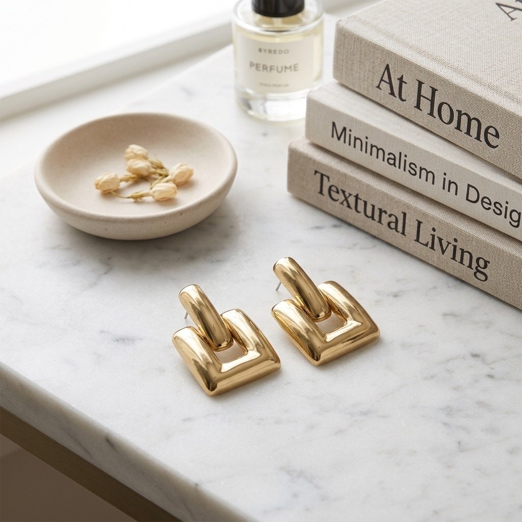 Chico’s Gold-Tone Geometric Square Stud Earrings