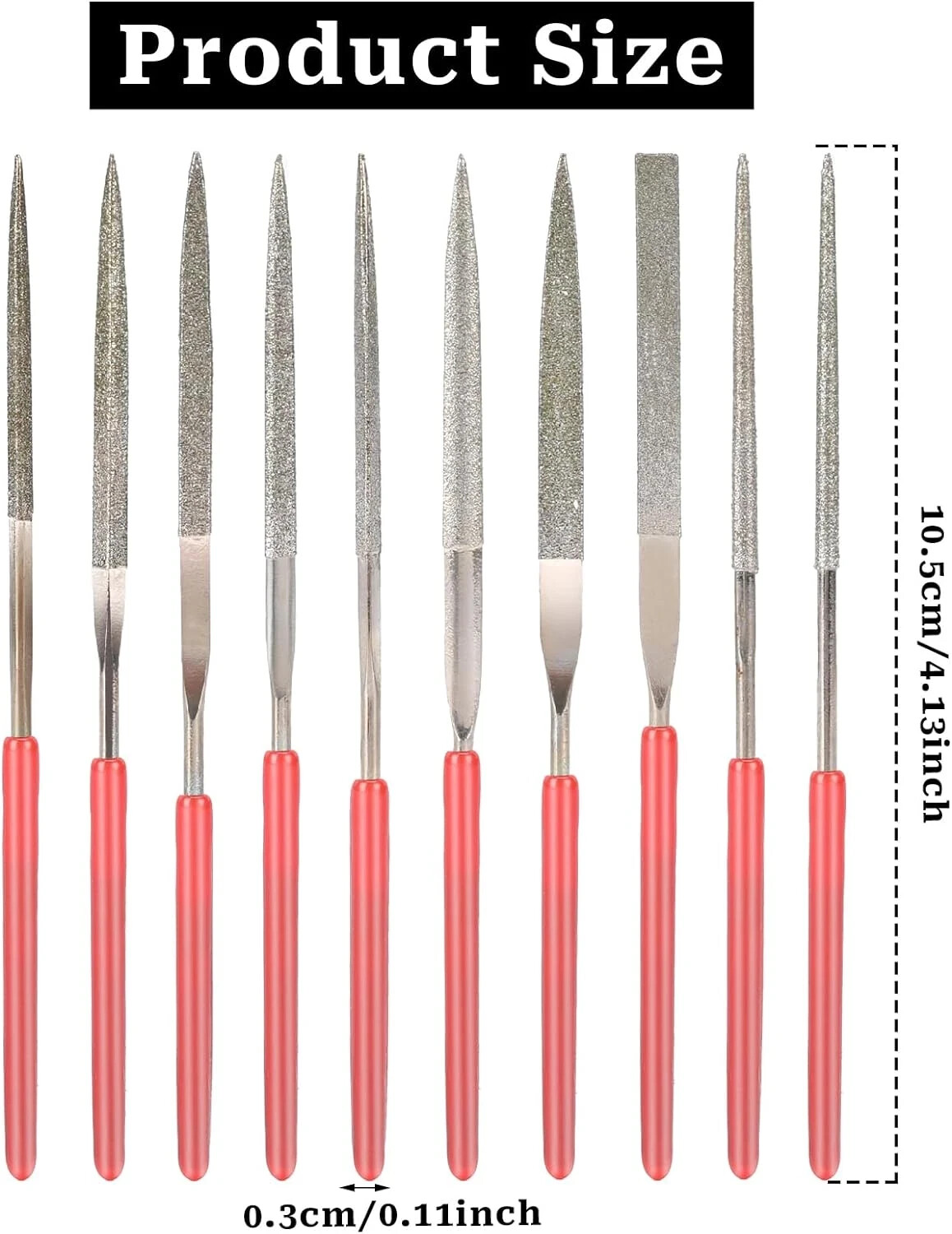 10 Piece Titanium Plated Diamond Needle Files – Gold & Silver Jewelry Tool Set