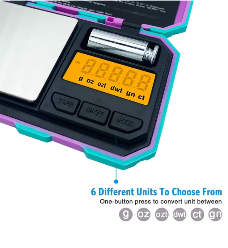 Pink Turquoise Digital Pocket Scale 200g x 0.01g Jewelry Gold Gram Herb Karat