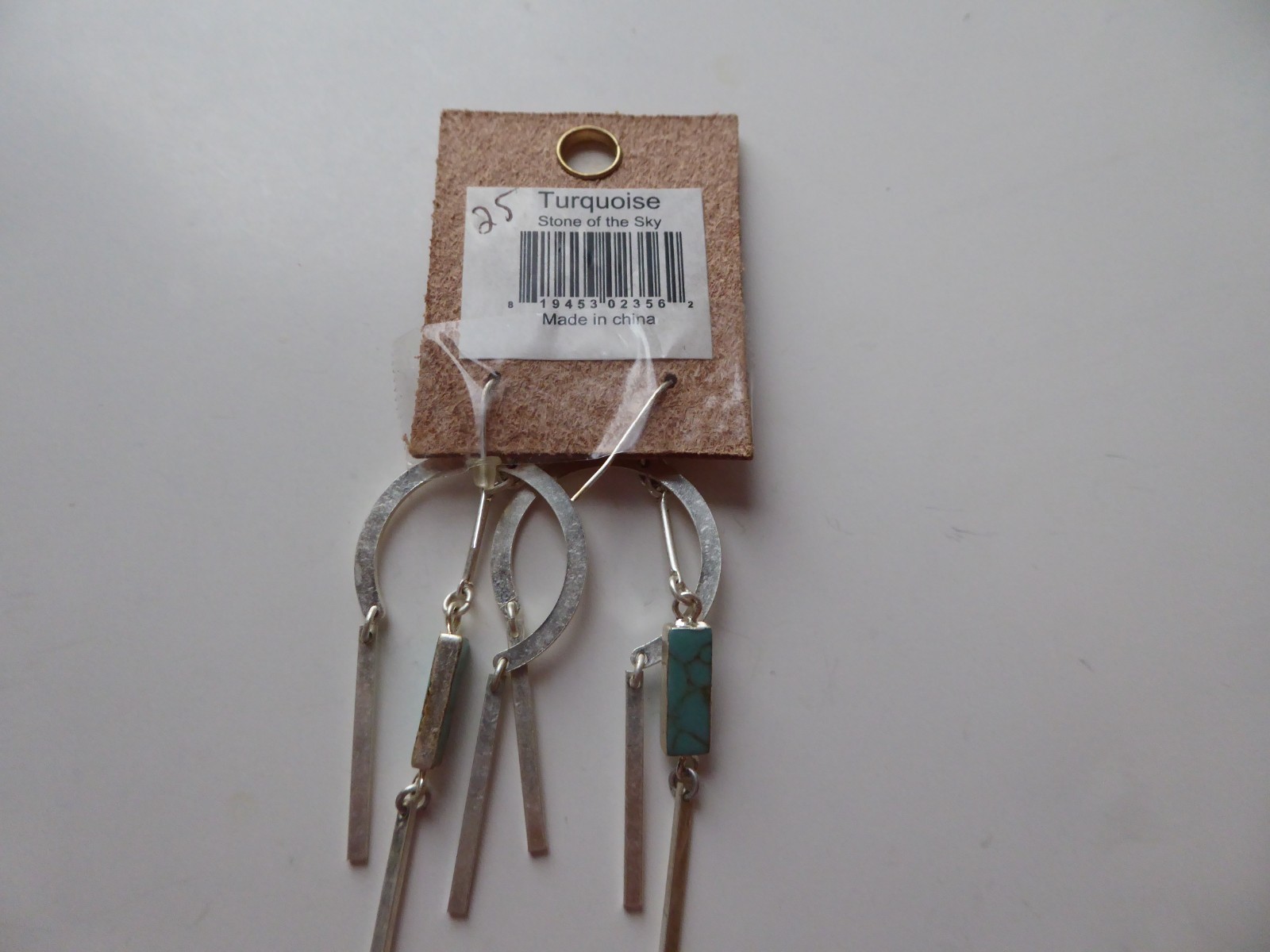 Scout Curated Faux Turquoise Sterling over Brass Dangle Earrings NOS