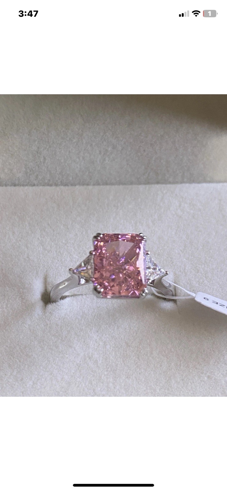 Rodiffy 925 Sterling Silver 4.0 ctw Cushion Cut Women Pink Quartz Ring Size 9.0