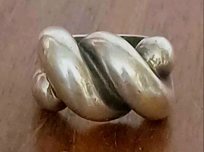 Sterling Silver MCM Modernist Puffy Wave Ring Size 6.75 Retro Heavy 10.7 Grms