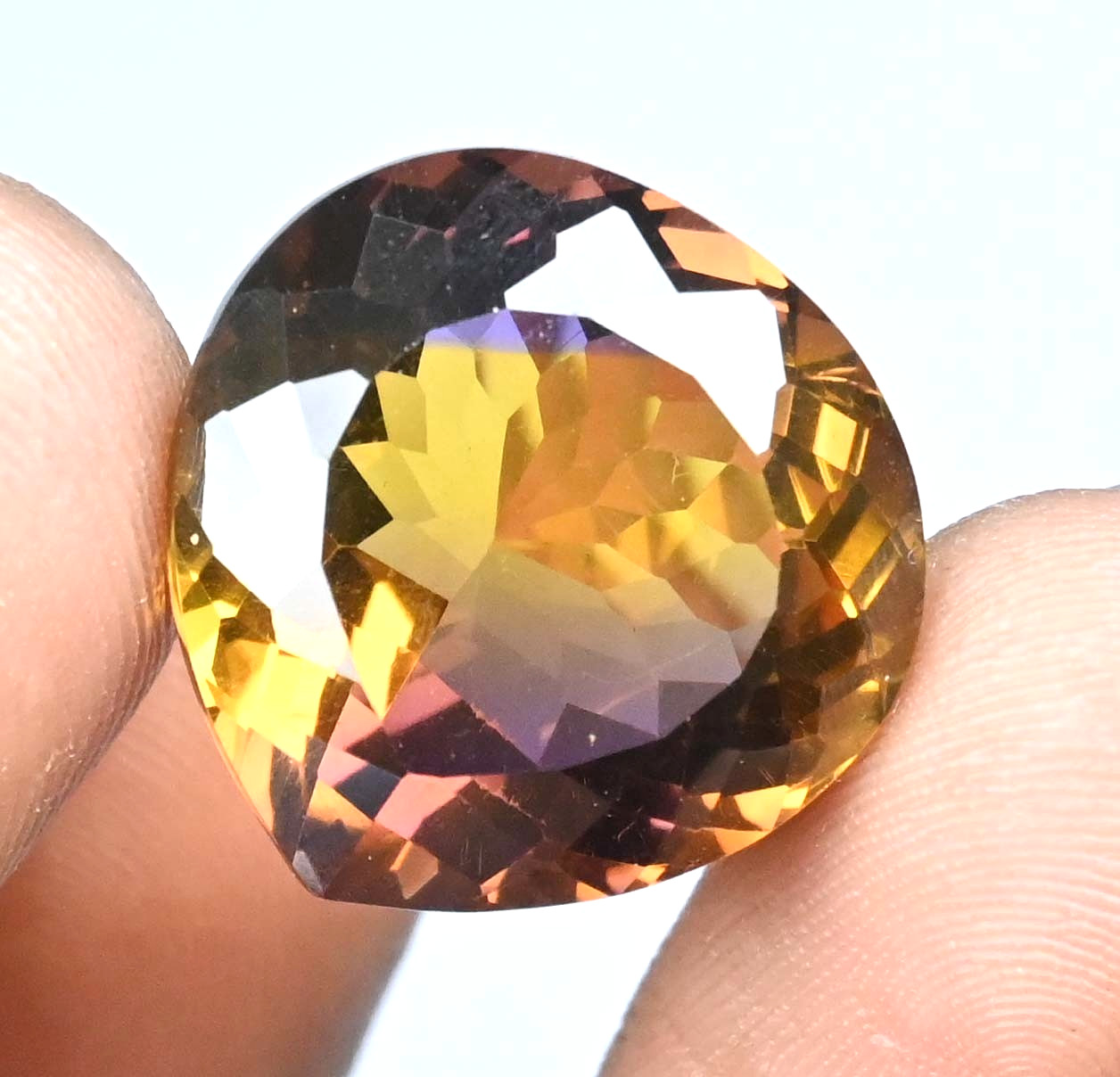 20.00 Ct Natural Bi-Color Ametrine Pear Untreated Certified Flawless Gemstone