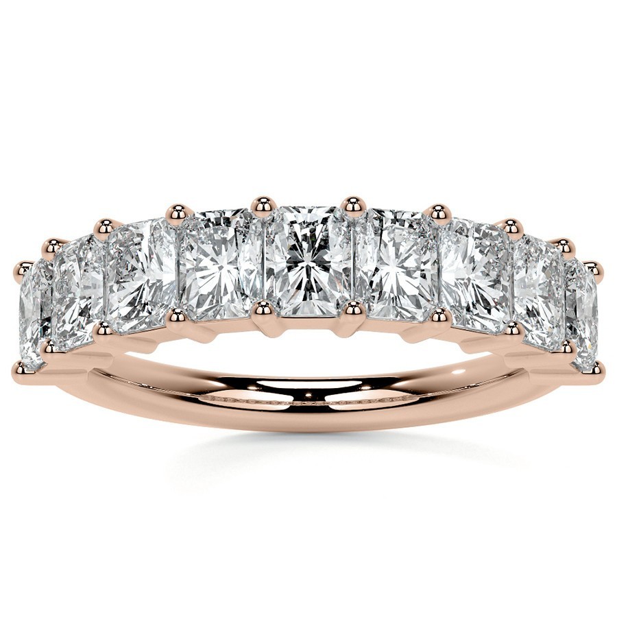 9-Stone 4x3mm Radiant Moissanite Anniversary Wedding Band 14k Gold DEF-VS