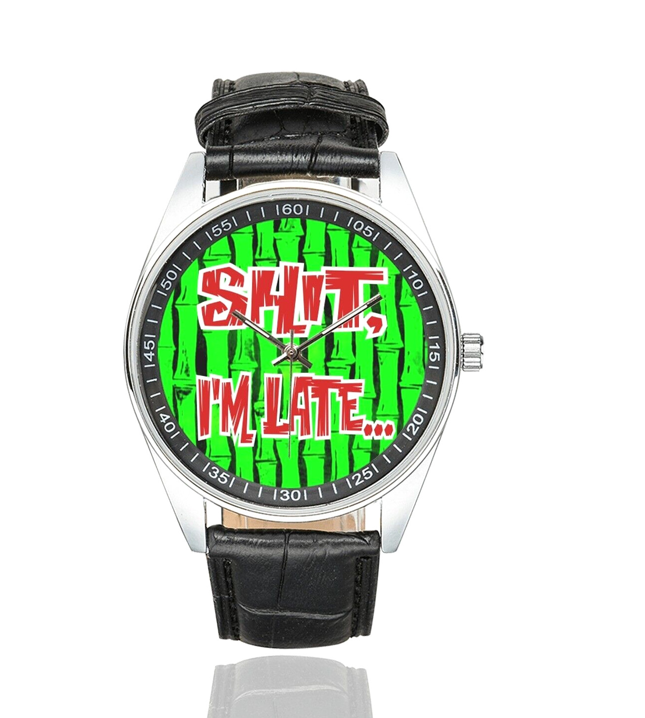 SpongeBob Cartoon Wristwatch Splash Proof Black Faux Leather Multicolor Dial