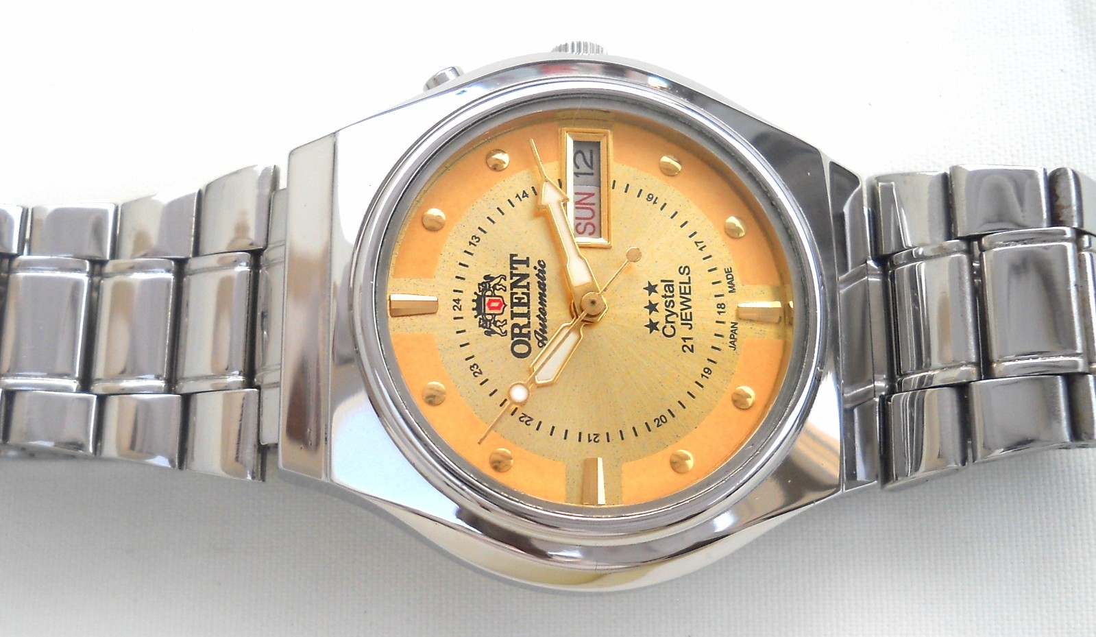 Vintage Orient Crystal 21J Automatic Japan Men’s Watch – Aftermarket Gold Dial