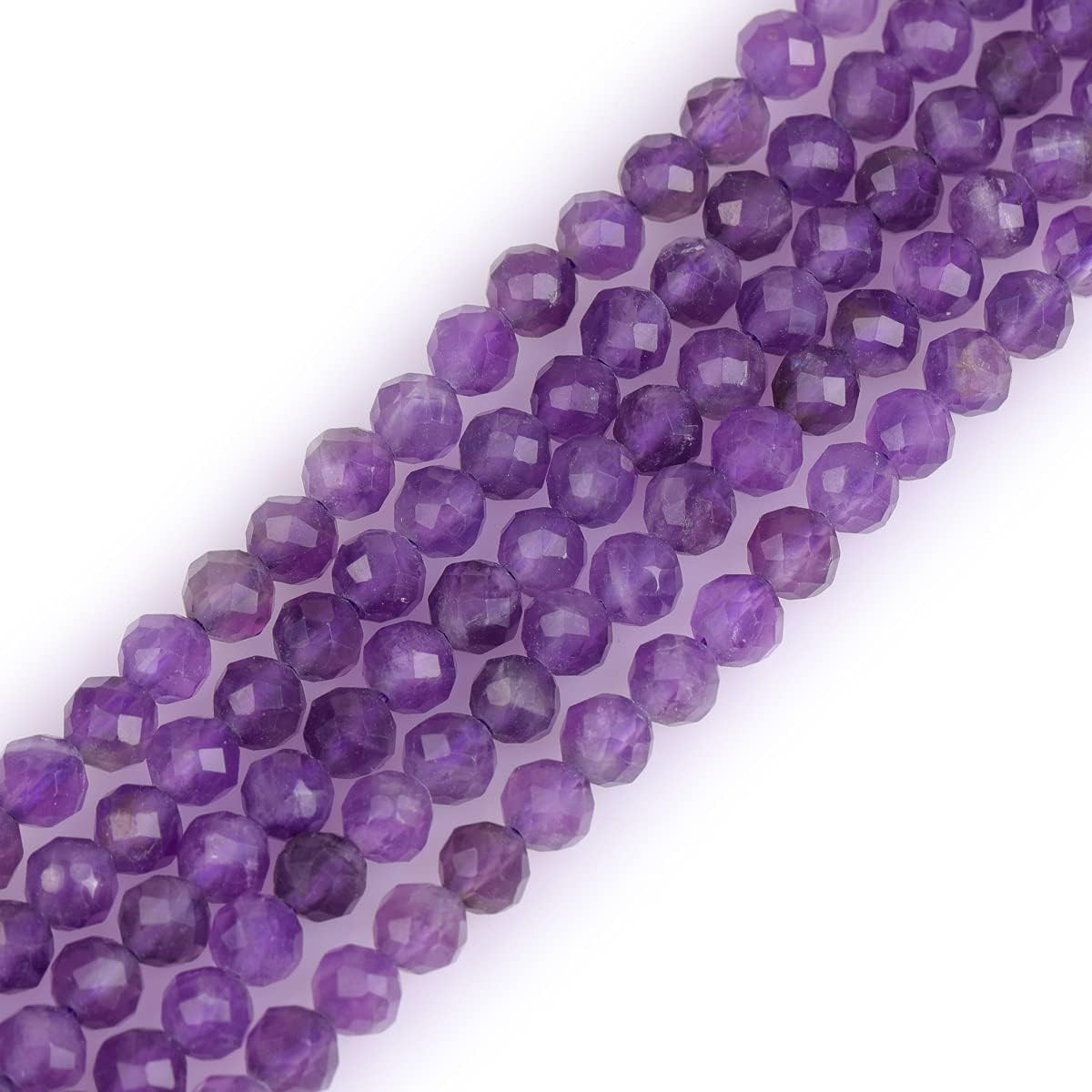 Gem-Inside Amethyst Gemstone Loose Beads Natural 4Mm round Faceted Crystal Energ