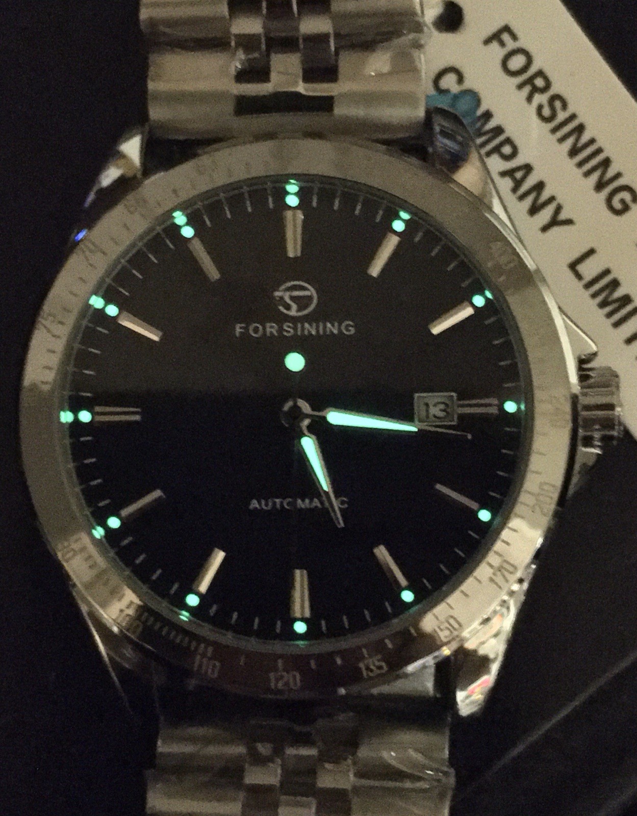 FORSINING 42MM AUTOMATIC BLACK MATTE DIAL TACHYMETRE BEZEL QUICK RELEASE BAND!