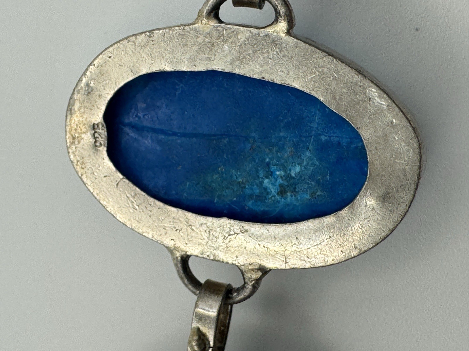 40g 925 Sterling Silver Blue Titanium Aura Druzy Statement Link Bracelet